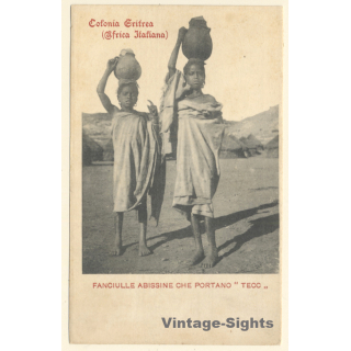 Colonia Eritrea (Africa Italiana): Young Native Water Carriers / Ethnic (Vintage PC 1920s/1930s)