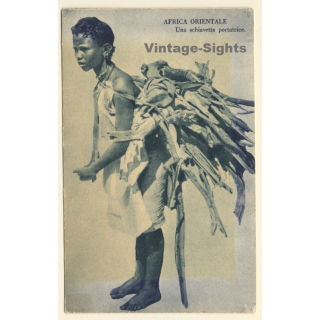 Africa Orientale: Young Native Girl Carrying Wood / Ethnic (Vintage PC 1920s/1930s)