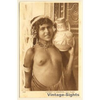 Lehnert & Landrock N°2539: Topless Native Female With Water Jug / Ethnic (Vintage PC 1910s/1920s)