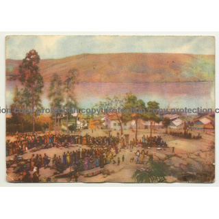 La Marché De Matadi / Congo (Vintage Artist Postcard: P.Mathieu & A.Bastien)