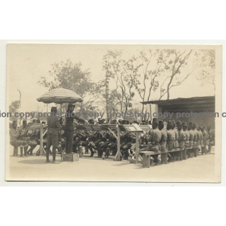 Colonial Master Conducts Native Force Publique Orchestra / Congo (Vintage RPPC B/W ~1930s)