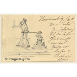 Soldaten Humor: Examen Bestanden / Karikatur (Vintage Artist PC 1902)
