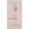 Rear View: Longhaired Nude Standing / Anklet (Vintage Albumen Print ~1910s/1920s)