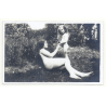 Beautiful Take Of Natural Nude Woman & Her Daughter In Garden (Vintage RPPC ~1910s/1920s)