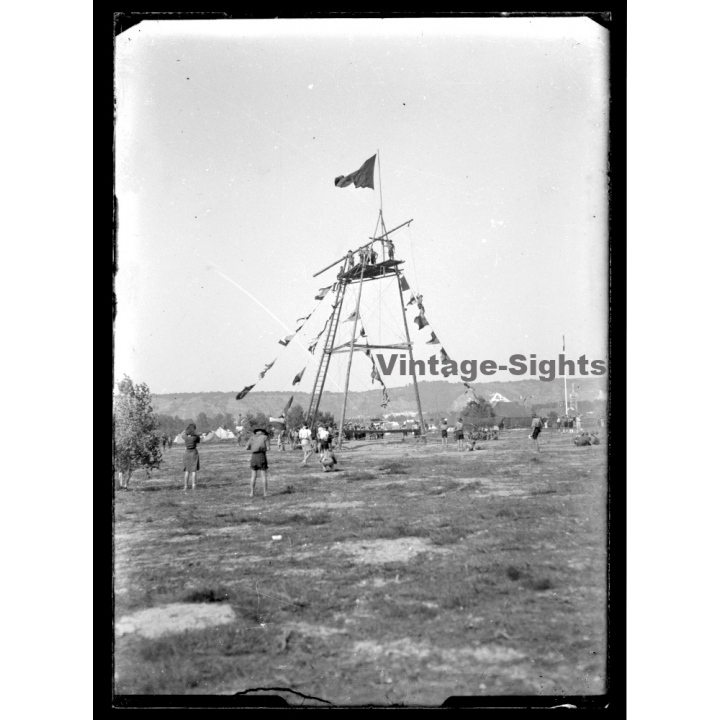6th World Scout Jamboree 1947 / Moisson: La Tour Du Parachutage (Vintage Glass Plate Negative)