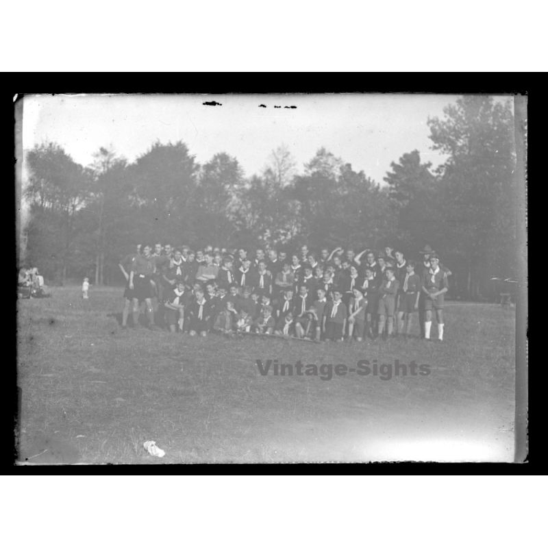 6th World Scout Jamboree 1947 / Moisson: Group Of Scouts*2 (Vintage Glass Plate Negative)