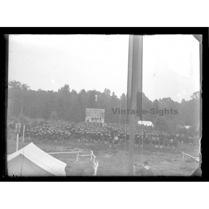 6th World Scout Jamboree 1947 / Moisson: Gathering - Mass (Vintage Glass Plate Negative)