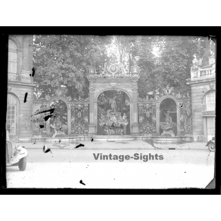Nancy / France: Fontaine Neptune - Place Stanislas (Vintage Glass Plate Negative 1947)