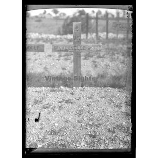 France: Wooden Cross - Grave Of Friederike Pinkernelle (Vintage Glass Plate Negative 1947)