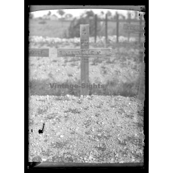 France: Wooden Cross - Grave Of Friederike Pinkernelle (Vintage Glass Plate Negative 1947)