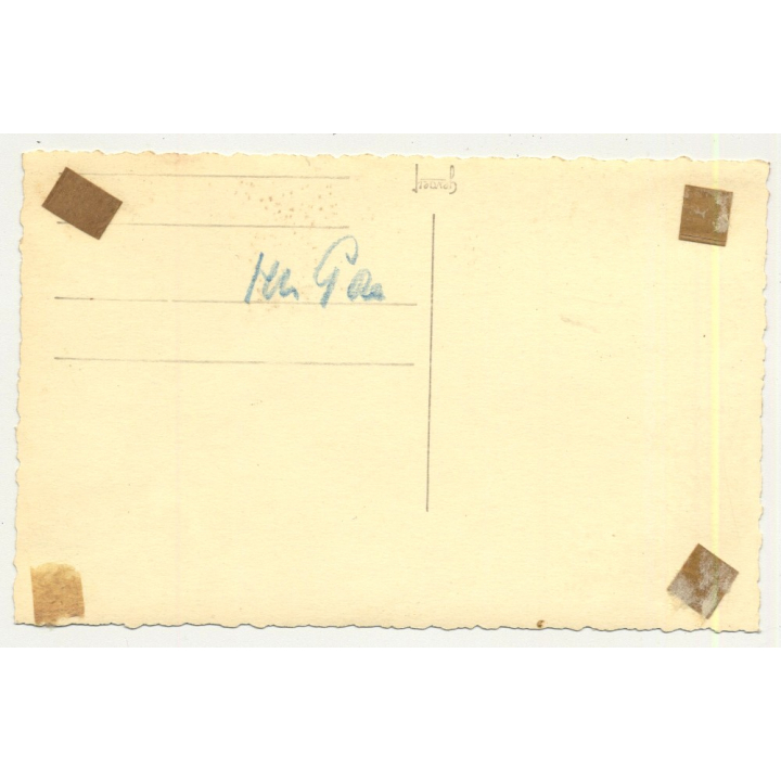 Kolonialherr Surrounded By Congolese Kids (Vintage RPPC B/W Gevaert ~1940s)