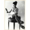 1920s Erotica: Sitting Nude With Updo Puts On Lipstick / Boudoir (Large Photo Reprint ~ 24x16 CM)