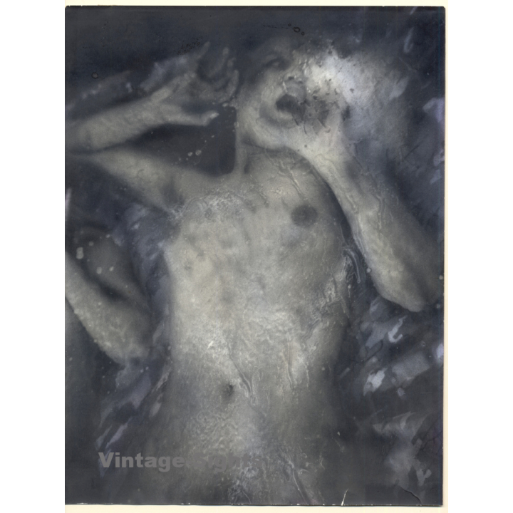 Erotic Study by Pjotr Van Moock: Nude Underwater Cry / Experimental (Vintage XL Photo 40 x 30 CM 1980s)