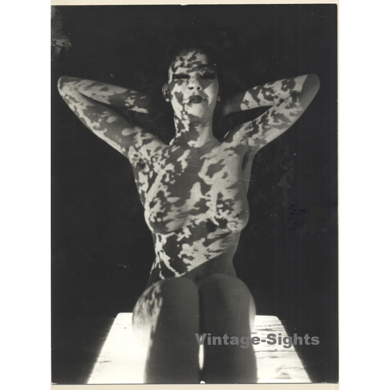 Erotic Study by Pjotr Van Moock: Experimental Take Of Busty Nude With Cigarette (Vintage XL Photo 40 x 30 CM 1980s)