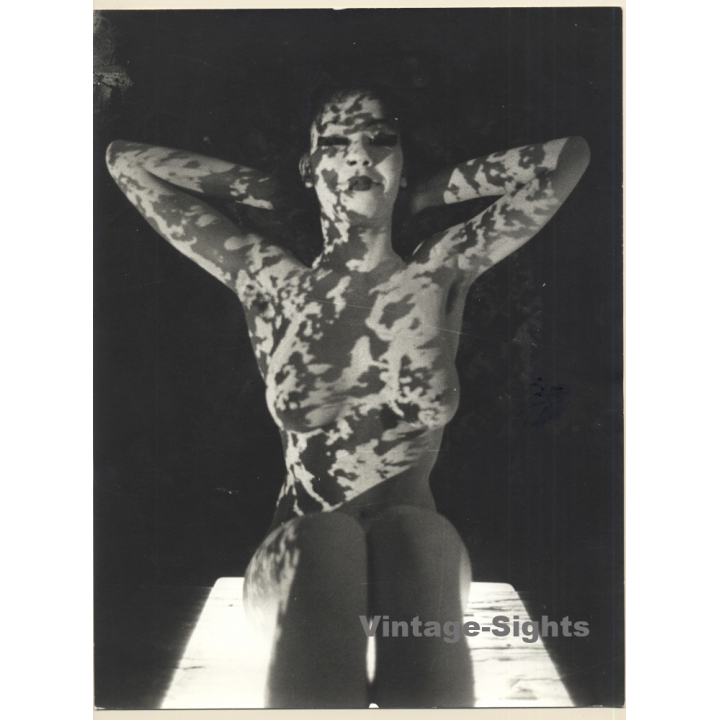 Erotic Study by Pjotr Van Moock: Experimental Take Of Busty Nude With Cigarette (Vintage XL Photo 40 x 30 CM 1980s)