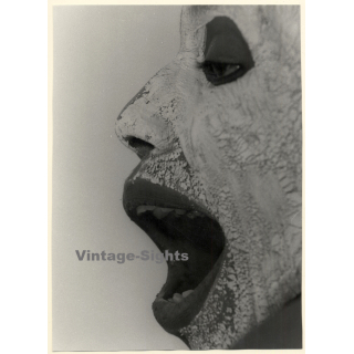 Pjotr Van Moock: Close-Up Of Dark-Skinned Womans' Face Painted White*2 (Vintage XL Photo 37 x 26 CM 1980s)