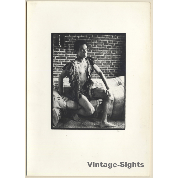 Pjotr Van Moock: Portrait Of A Dark-Skinned Ballet Dancer (Vintage XL Photo 30 x 21 CM 1980s)