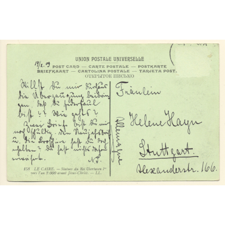 Cairo: Statues Of King Usertasen 1st (Vintage PC 1909)