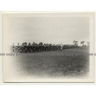 Colonial Master & Force Publique Army On Bikes / Congo (Vintage Photo B/W ~1940s)