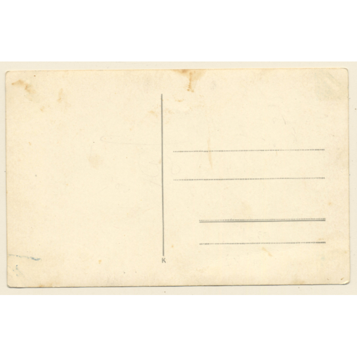 3 Generations Sitting In Front Of House / Teddy Bear - Shepherd Dog  (Vintage RPPC ~1930s/1940s)