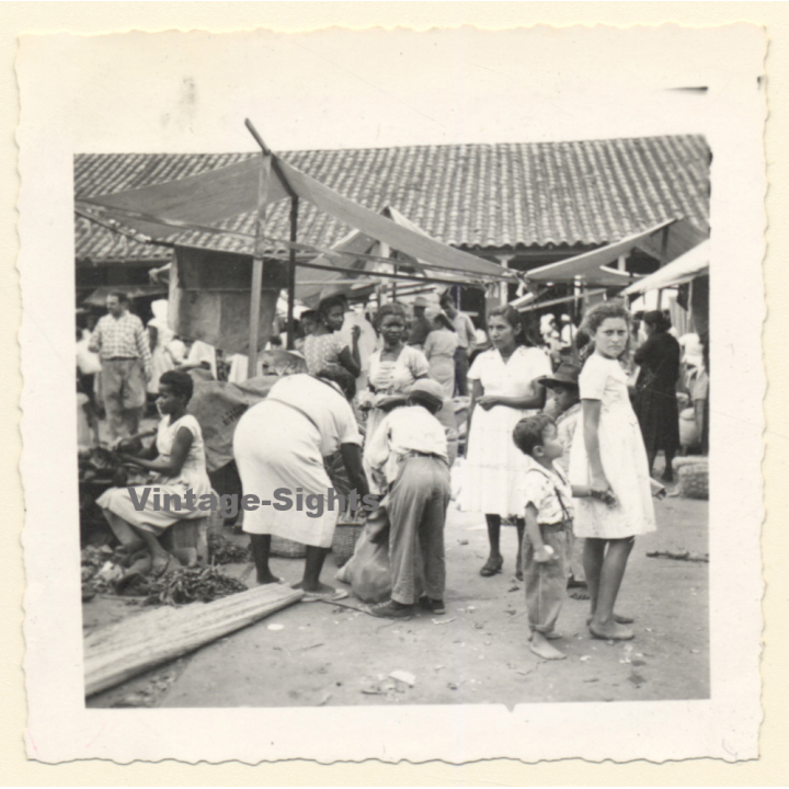 Santander de Quilichao / Colombia: Local Market - Native Street Vendors*2 (Vintage Photo 1957)