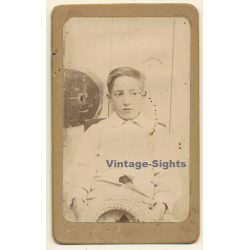 Nice Take Of Shy Insecure Young Boy (Vintage CDV ~1890s/1900s)