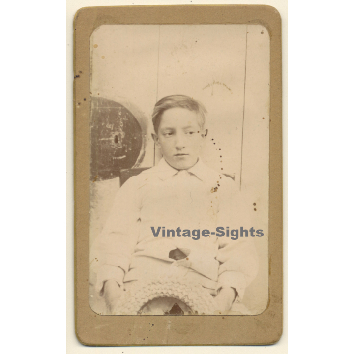 Nice Take Of Shy Insecure Young Boy (Vintage CDV ~1890s/1900s)
