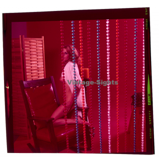 Erotic Study: Slim Blonde Semi Nude Behind Pearl Curtain *5 (Vintage Diapositive KORENJAK 1970s/1980s)