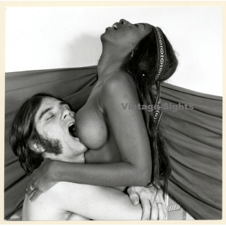 Erotic Study: Man Passionately Kissing Black Womans' Breast (Vintage Photo KORENJAK 1970s/1980s)