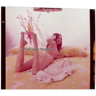 Erotic Study: Natural Longhaired Nude With Cloth *2 (Vintage Diapositive KORENJAK 1970s/1980s)