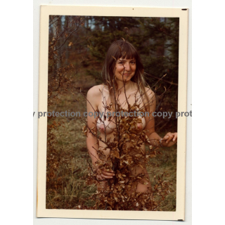 Natural Busty Nude Woman In Forest *8 (Vintage Photo Germany 1973)
