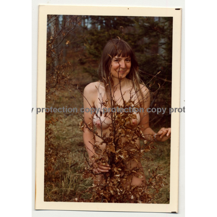 Natural Busty Nude Woman In Forest *8 (Vintage Photo Germany 1973)