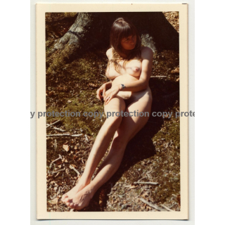 Natural Busty Nude Woman In Forest *9 (Vintage Photo Germany 1973)