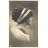 Profil View Of Woman With Updo / Headband - Hairstyle (Vintage RPPC 1922)