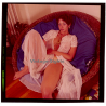 Erotic Study: Sensual Semi Nude Woman In Wicker Chair / White Dress (Vintage Diapositive KORENJAK 1970s/1980s)