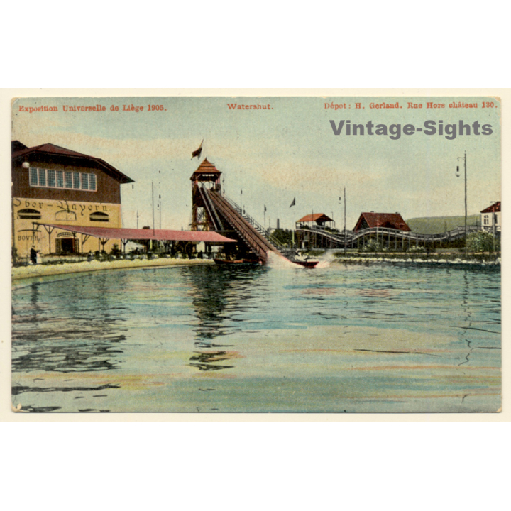 Exposition Universelle de Liège 1905: Watershut. / Big Water Slide (Vintage PC)
