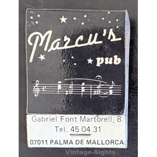 Palma De Mallorca / Spain: Marcu's Pub / Pay-Pay Cafeteria (Vintage Matchbook ~1970s/1980s)