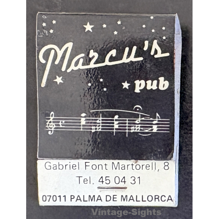 Palma De Mallorca / Spain: Marcu's Pub / Pay-Pay Cafeteria (Vintage Matchbook ~1970s/1980s)