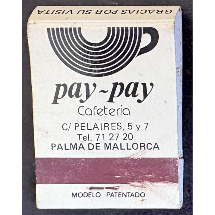 Palma De Mallorca / Spain: Marcu's Pub / Pay-Pay Cafeteria (Vintage Matchbook ~1970s/1980s)