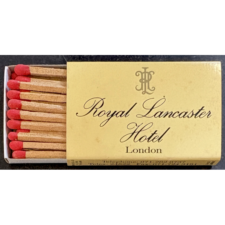 London / United Kingdom: Royal Lancaster Hotel *1 (Vintage Matchbox ~1970s/1980s)