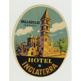 Hotel Inglaterra - Valladoid / Spain (Vintage Luggage Label)