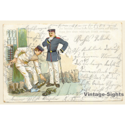 Der Deutsche Soldat Kann Stets Ein Mächtigen Stiefel Vertragen (Vintage PC Litho 1905)