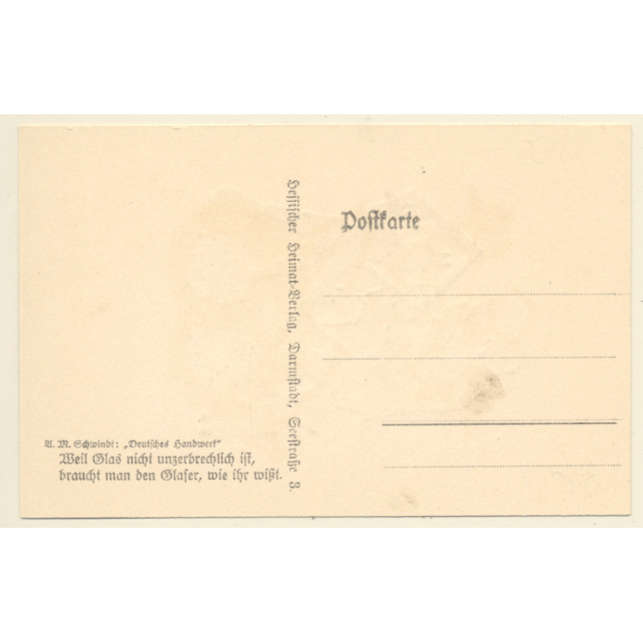 Scherenschnitt: Glück Und Glas / Glaser (Vintage Artist PC ~1930s/1940s)