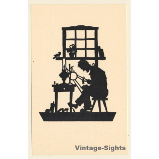 Scherenschnitt: Schuster / Shoemaker (Vintage Artist PC ~1930s/1940s)