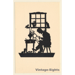 Scherenschnitt: Schuster / Shoemaker (Vintage Artist PC ~1930s/1940s)