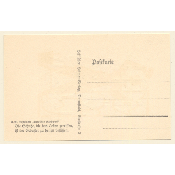 Scherenschnitt: Schuster / Shoemaker (Vintage Artist PC ~1930s/1940s)