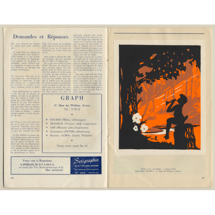 Le Tamis N° 9 - 1954: Int. Revue De La Serigraphie / 2 Silkscreen Prints (Vintage Magazine)