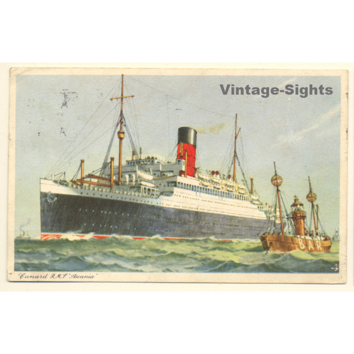 Cunard Line: RMS Ascania / Paquebot Postmark (Vintage PC 1925)