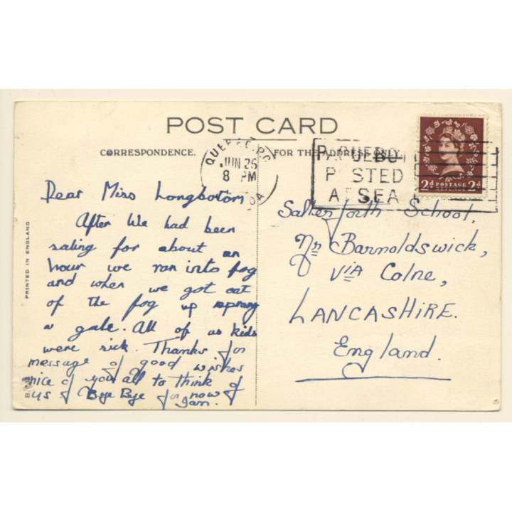 Cunard Line: RMS Ascania / Paquebot Postmark (Vintage PC 1925)