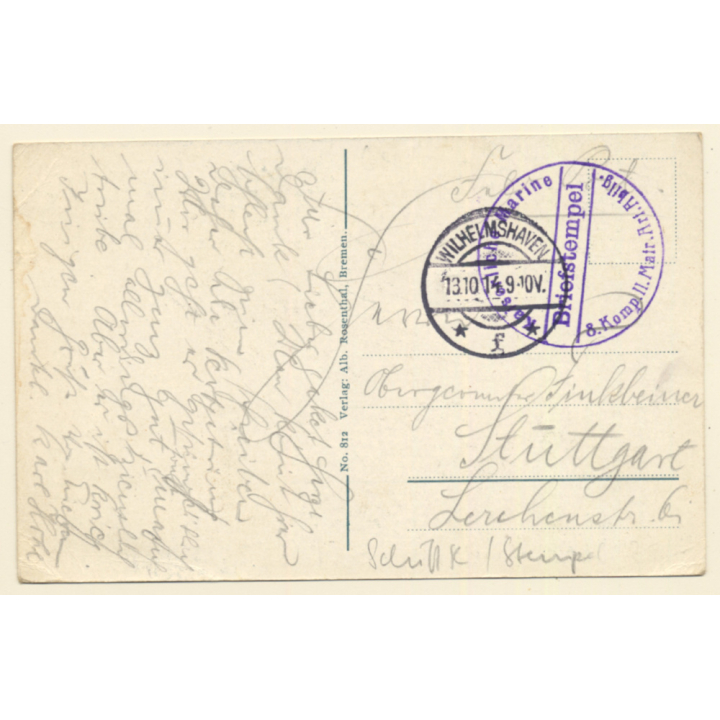 S.M.S. Prinz Regent Luitpold / Paquebot Postmark (Vintage PC 1914)